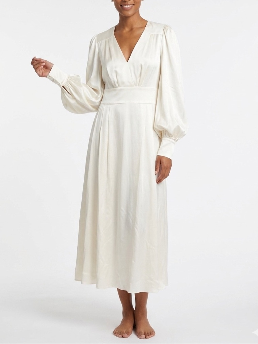 NWT Roksanda Silk V Neck Midi Dress Modern Bride Minimalist UK 14